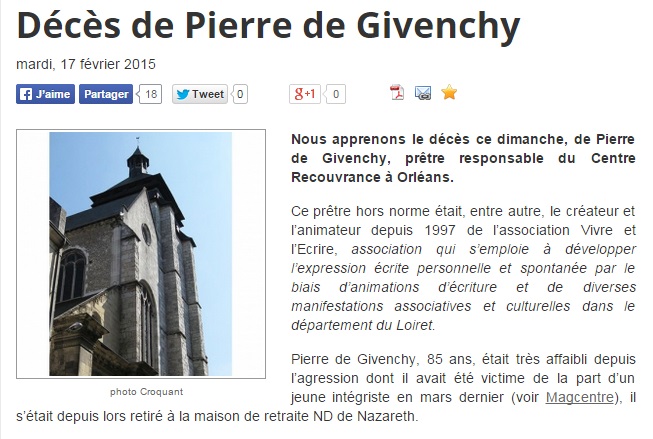 Décès de Pierre de Givenchy